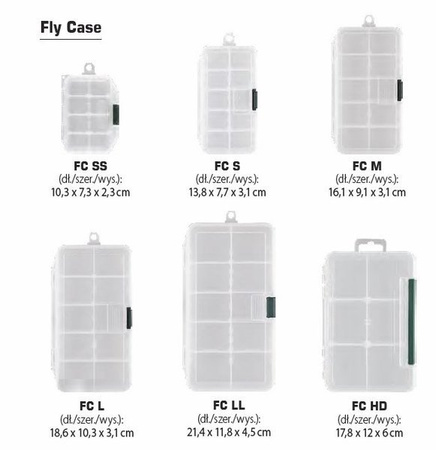 Pudełko na przynęty MEIHO-VERSUS Fly Case przeźroczyste DRAGON JME-FLY CASE LL