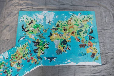 Puzzle edukacyjne z figurkami 3D Zagrożone gatunki 200 elementów 6+, Janod