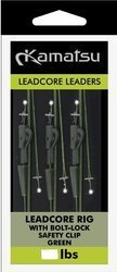 ZESTAW LEADCORE Z BEZPIECZNYM KLIPSEM BOLT-LOCK GREEN 35LBS/75cm OP.3SZT KAMATSU 590000002
