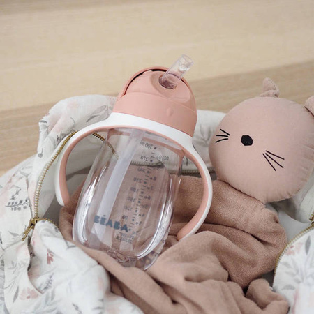 Beaba Butelka - kubek niekapek tritanowa ze słomką 300 ml old pink