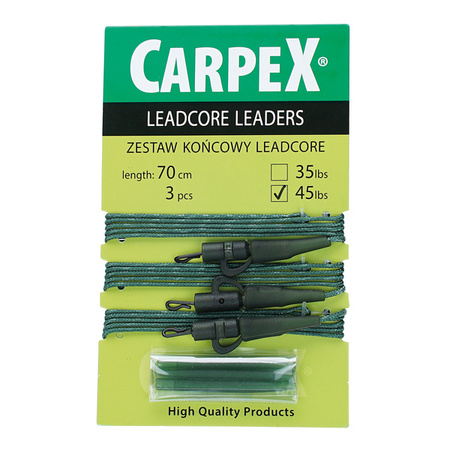 Zestaw końcowy lead core, 45LB, 70cm, 3szt. green Carpex 94-LC-P-451