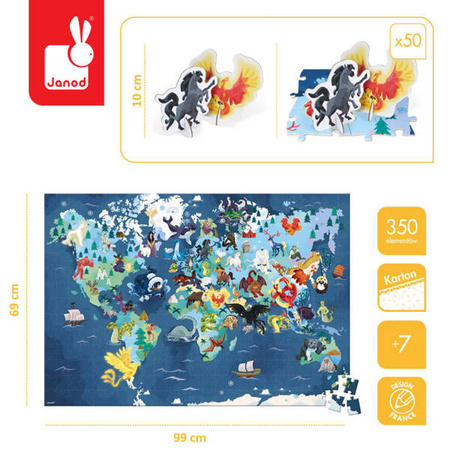 Puzzle edukacyjne z figurkami 3D Legendy i mity 350 elementów 7 +, Janod