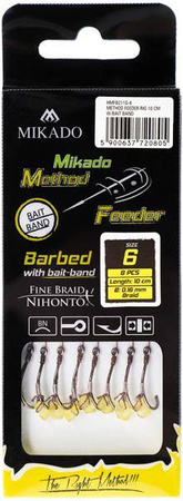 HACZYK DO METODY 10 cm Z GUMKĄ - haczyk z zadziorem: 10 / plecionka: 0.12 mm - op.8szt MIKADO HMFB211G-10