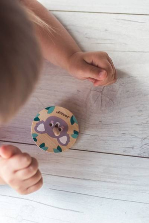 Drewniany bączek Pocket 3+, opakowanie zbiorcze 20 sztuk (4 rodzaje), Janod