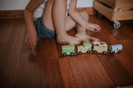 Pociąg drewniany Farma Story, Janod