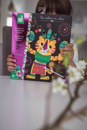 Zestaw kreatywny Do zdrapywania Graficzne zwierzątka 4+, Janod