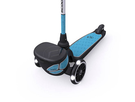 SCOOTANDRIDE Highwaykick 2 Lifestyle Hulajnoga trójkołowa balansowa ze schowkiem, świecącymi kółkami i odblaskową kierownicą 2+ Reflective Steel