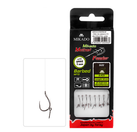 PRZYPON METHOD FEEDER - Z IGŁĄ - hak z zadziorem nr 6 / żyłka: 0.25mm/10cm - op.8szt. MIKADO HMFB13I-6