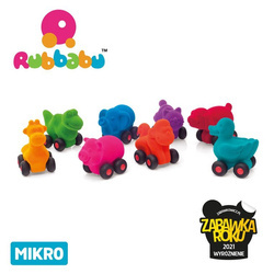 Rubbabu Zestaw 8 sensorycznych zwierzątek - pojazdów mikro (opakowanie zbiorcze 8 szt.)