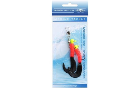 ZESTAW MORSKI - PILK TWIST JIGHEAD RIG 5.5 cm - 2x6 g (RED/BLACK) MIKADO LS-A000-2X6YR03