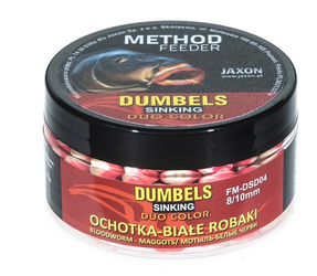 DUMBELS DUO COLOR SINKING METHOD FEEDER 8/10MM OCHOTKA/BIAŁE ROBAKI 50G JAXON FM-DSD04