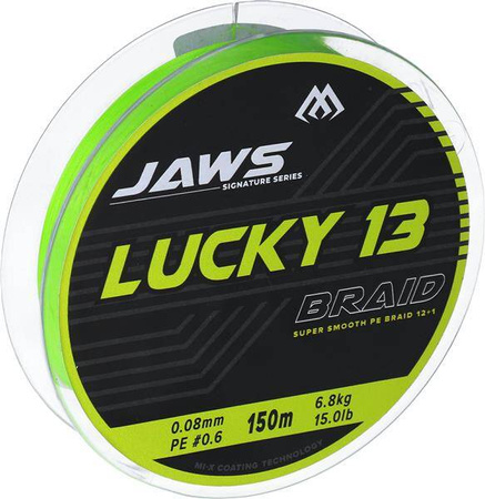 PLECIONKA - JAWS LUCKY 13 - 0.12mm/10.0kg/150m - FLUO ZIELONA
 - op.1szp. MIKADO ZJ13-150-012