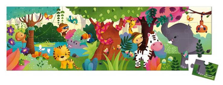 Puzzle panoramiczne w walizce Dżungla 36 elementów 4+, Janod