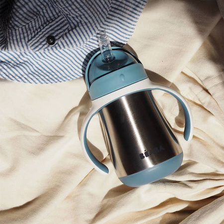 BEABA Bidon termiczny termobutelka ze słomką 250 ml Windy Blue