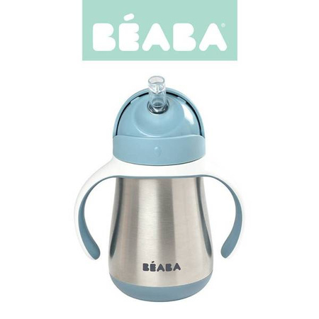 BEABA Bidon termiczny termobutelka ze słomką 250 ml Windy Blue