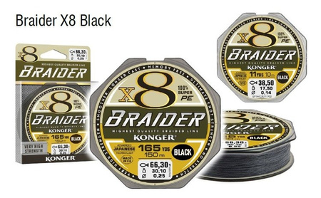 PLECIONKA BRAIDER X8 BLACK 0,06/150 KONGER 250148006