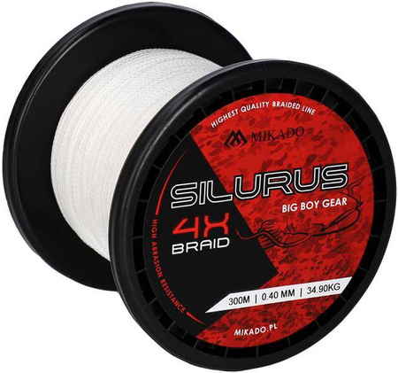 PLECIONKA NA SUMA SILURUS 4 X BRAID (WHITE) 0.45mm\37.40kg\300m - op.1szp. MIKADO ZSI00W-300-0.45