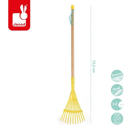 Mały ogrodnik Metalowe grabie do liści żółte, Janod