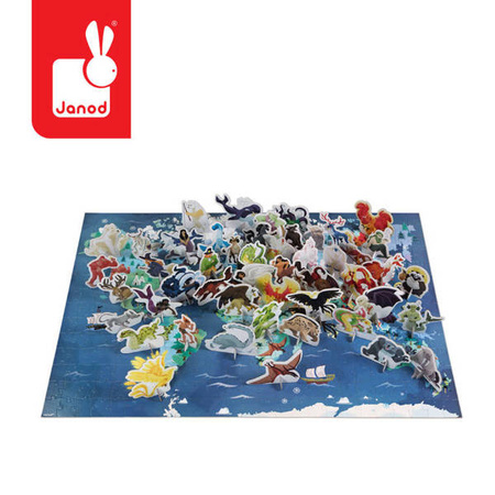Puzzle edukacyjne z figurkami 3D Legendy i mity 350 elementów 7 +, Janod