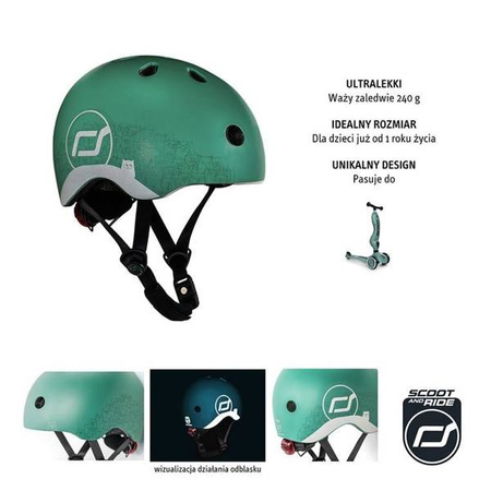 SCOOTANDRIDE Kask z odblaskami XXS-S dla dzieci 1-5 lat Forest Owl