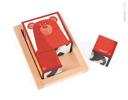 Klocki drewniane 6 elementów puzzle Baby Forest, Janod