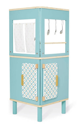 Trójstronna drewniana kuchnia narożna Trio z 5 akcesoriami 3+, Janod