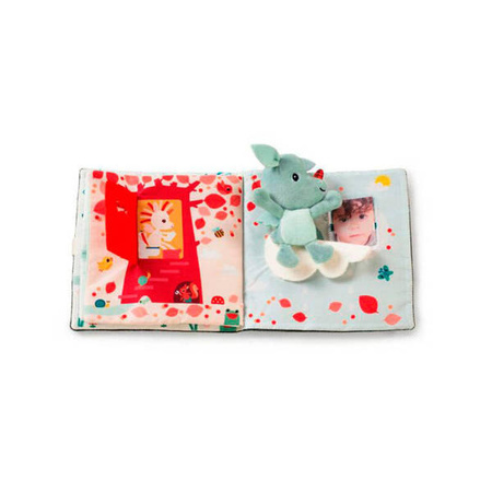 LILLIPUTIENS Książeczka z mini-przytulanką wielofunkcyjna "Puk puk" Smok Joe 18 m+