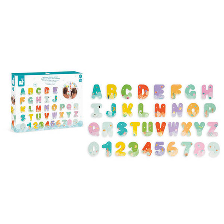 Literki i cyferki do kąpieli 36 elementów 2+, Janod