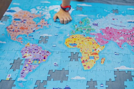 Puzzle edukacyjne z figurkami 3D Cuda świata 350 elementów 7 +, Janod