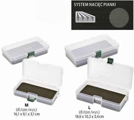 Pudełko na małe przynęty VERSUS pianka 161x91x31 mm przeźroczyste DRAGON JME-SLIT FORM CASE M