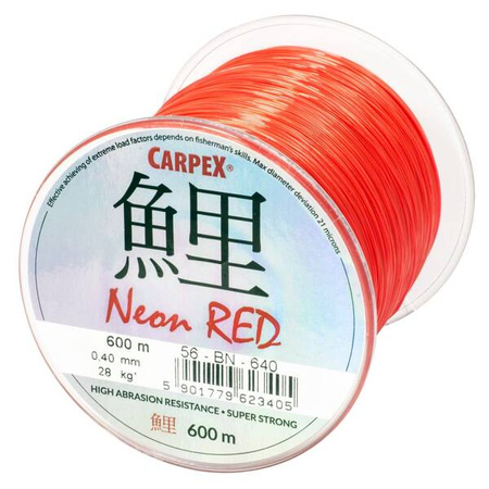 Żyłka KARPIOWA Carpex Neon Red, 0.31mm, 600m Carpex 55-BN-631