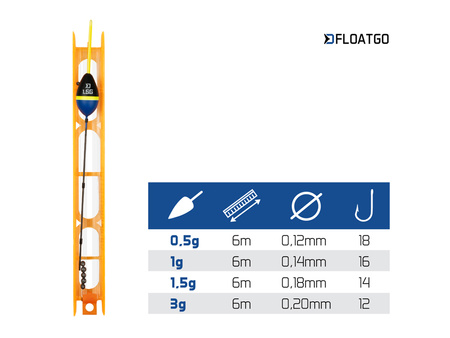 Gotowy zestaw ze spławikiem do tyczki Delphin FloatGO 6m/1g Delphin (101004302)
