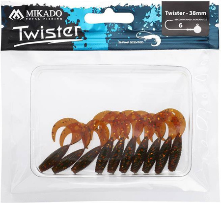 PRZYNĘTA - TWISTER 38mm/ MOTOROIL GOLD - op.10szt.