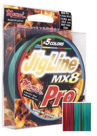 Plecionka MOMOI JigLine MX8 PRO 0.18mm/11,3kg 5-kolorowa 200 m DRAGON JMO-49-08-918