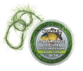 PRZYPON KARPIOWY MASKUJĄCY Z PLECIONKĄ JASNO ZIELONY 25lbs/5m KONGER 286002025