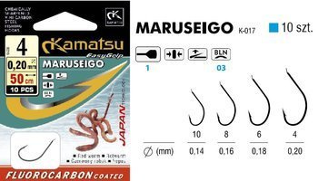 PRZYPON 50cm KAMATSU HACZYKI MARUSEIGO ROBAK CZERWONY ROZMIAR 4 / ŻYŁKA 0.20 BLNŁ 543110304