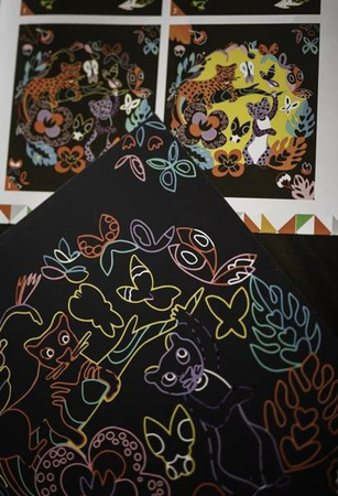 Zestaw kreatywny Do zdrapywania Zwierzęta świata 5+, Janod