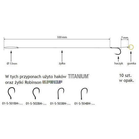Przypon z quick stop MF 501BM rozm. 12, śr. 0,172mm (10 szt.) Robinson 01-S-501BM-12Q