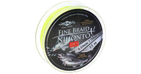 PLECIONKA - NIHONTO FINE BRAID - 0.08mm/4.95kg/15m - FLUO ŻÓŁTA - op.1szp.