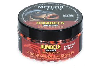 DUMBELS DUO COLOR SINKING METHOD FEEDER 8/10MM POMARAŃCZA/CZEKOLADA 50G JAXON FM-DSD06