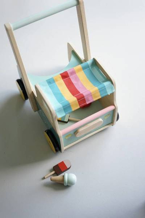 Drewniany pchacz Furgonetka z lodami 12m+, Janod