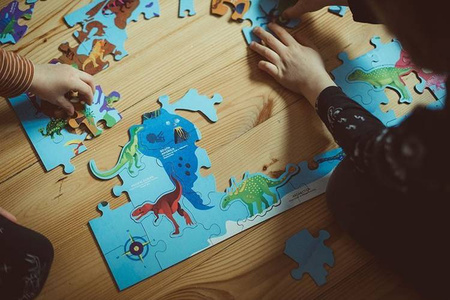Mudpuppy Puzzle Świat dinozaurów z elementami w kształcie dinozaurów 80 elementów 5+