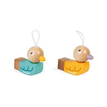 Drewniany gwizdek-ptaszek Pocket 2+, opakowanie zbiorcze 14 sztuk (2 rodzaje), Janod