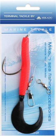 ZESTAW MORSKI - PILK D-TWIST RIG 7.5cm - hak 2x6/0 (RED/BLACK) MIKADO LS-A075-7.5-03