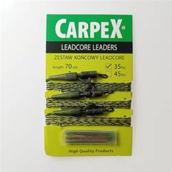 Zestaw końcowy lead core, 45LB, 70cm, 3szt. moss green snake Carpex 94-LC-P-452