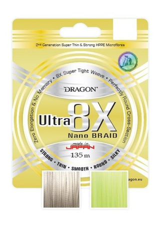 Plecionka  Ultra 8X Nano / Momoi 0.06 mm/5.40 kg jasnoszara 135 m DRAGON PDF-40-02-006
