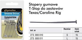 STOPERY GUMOWE T-STOP DO ZESTAWÓW TEXAS/CAROLINA ROZM.S OP 15SZT SPINNING SYSTEM KONGER 273000010