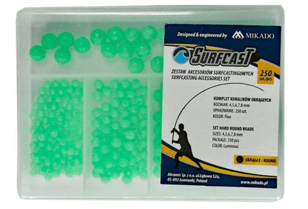 KOMPLET OKRĄGŁYCH KORALIKÓW FLUO - ROZ. 4,5,6,7,8 - op.250szt. MIKADO AM-SUR-K01-SET-LU