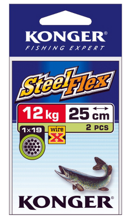 PRZYPON WIRE X STEELFLEX 1X19 25cm/12kg OP.20SZT.  KONGER 282025012