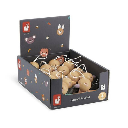 Drewniany gwizdek-ptaszek Pocket 2+, opakowanie zbiorcze 14 sztuk (2 rodzaje), Janod